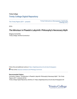 The Minotaur in Phaedo's Labyrinth: Philosophy's Necessary Myth