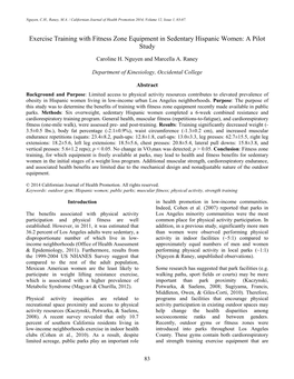 Exercise Training with Fitness Zone Equipment in Sedentary Hispanic Women: a Pilot Study