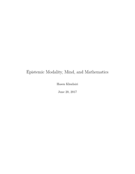 Epistemic Modality, Mind, and Mathematics