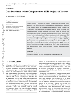 Gaia Search for Stellar Companions of TESS Objects of Interest