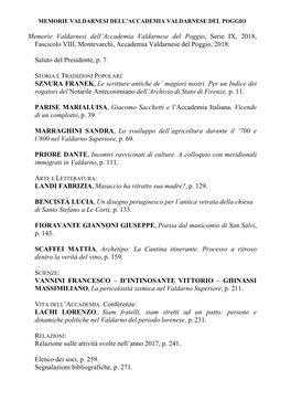 Memorie Valdarnesi Dell'accademia Valdarnese Del Poggio, Serie IX