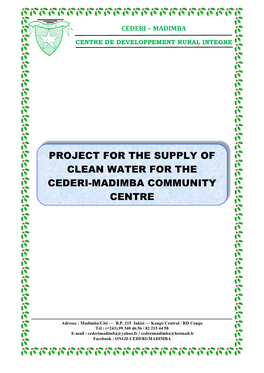 Project for the Supply of Clean Water for the Cederi-Madimba Community Centre