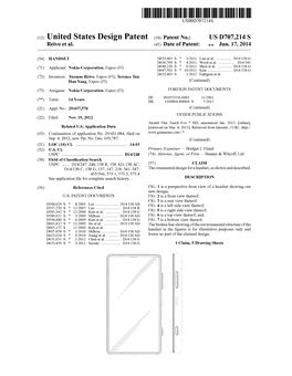 (12) United States Design Patent (10) Patent No.: US D707,214 S Reivo Et Al