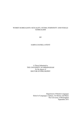 Women Surrealists: Sexuality, Fetish, Femininity and Female Surrealism