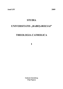 „Babeª-Bolyai” Theologia Catholica 1