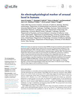 An Electrophysiological Marker of Arousal Level in Humans