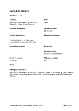 Peat Database Results Lancashire