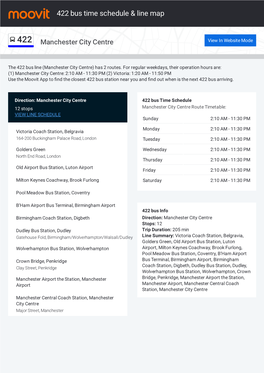 422 Bus Time Schedule & Line Route