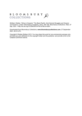 Shilliam, Robbie. "Africa in Oceania." the Black Pacific: Anti-Colonial Struggles and Oceanic Connections