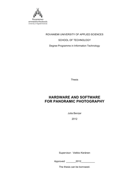 Hardware and Software for Panoramic Photography