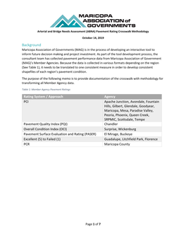 Arterial and Bridge Needs Assessment (ABNA) Pavement Rating Crosswalk Methodology