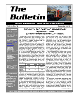 The Bulletin BROOKLYN PCC CARS’ 80 ANNIVERSARY