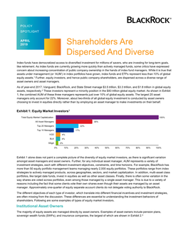 Spotlight: Shareholders Are Dispersed and Diverse