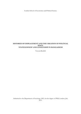 'Spaces of Exception: Statelessness and the Experience of Prejudice'