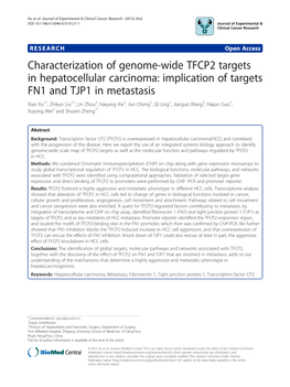 Characterization of Genome-Wide TFCP2 Targets In