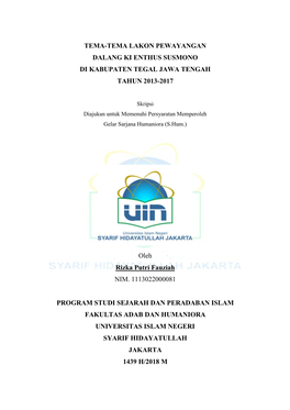 Tema-Tema Lakon Pewayangan Dalang Ki Enthus Susmono Di Kabupaten Tegal Jawa Tengah Tahun 2013-2017