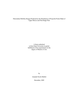 Paleoindian Mobility Ranges Predicted by the Distribution of Projectile Points Made of Upper Mercer and Flint Ridge Flint