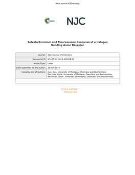 Solvatochromism and Fluorescence Response of a Halogen Bonding Anion Receptor