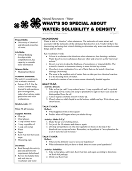 Solubility & Density