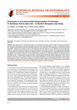 Succession in Ant Communities (Hymenoptera: Formicidae) in Deciduous Forest Clear-Cuts – an Eastern European Case Study