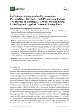 Lariophagus Distinguendus (Hymenoptera: Pteromalidae) (Förster)—Past, Present, and Future: the History of a Biological Control Method Using L