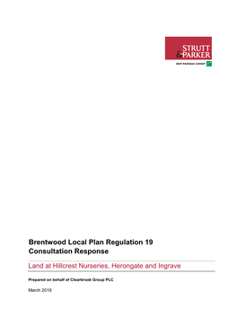 Brentwood Local Plan Regulation 19 Consultation Response