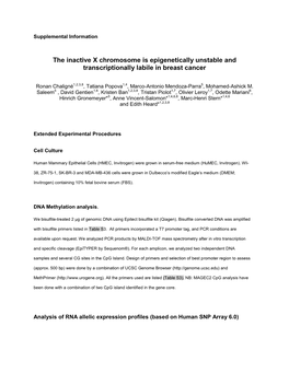 The Inactive X Chromosome Is Epigenetically Unstable and Transcriptionally Labile in Breast Cancer