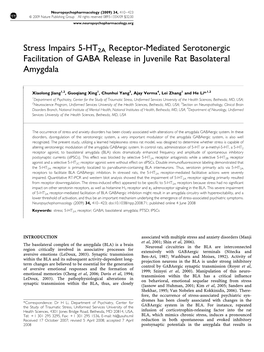 Stress Impairs 5-HT2A Receptor-Mediated Serotonergic Facilitation of GABA Release in Juvenile Rat Basolateral Amygdala