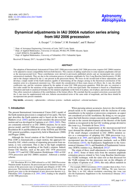 Dynamical Adjustments in IAU 2000A Nutation Series Arising from IAU 2006 Precession A