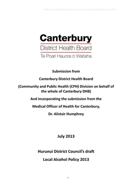 Submission from the Canterbury District Health Board on The