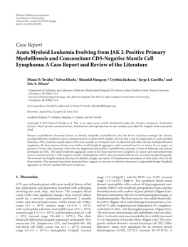 Acute Myeloid Leukemia Evolving from JAK 2-Positive Primary Myelofibrosis and Concomitant CD5-Negative Mantle Cell