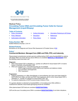 797 Circulating Tumor DNA and Circulating Tumor Cells for Cancer