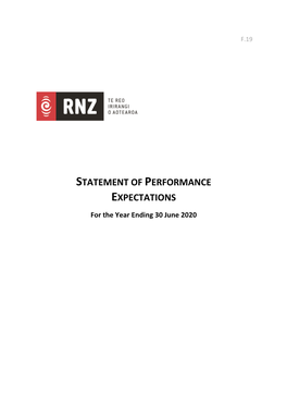 2019-2020 Statement of Performance Expectations