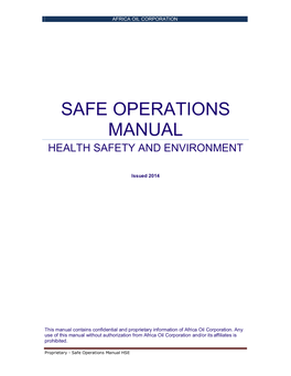 Safe Operations Manual, March 15, 2015