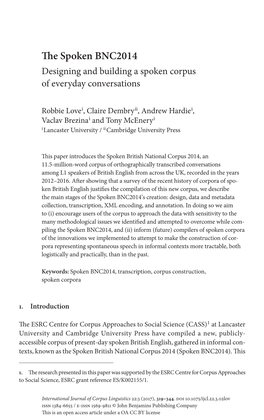 The Spoken BNC2014: Designing and Building a Spoken Corpus Of
