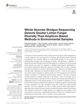 Whole Genome Shotgun Sequencing Detects Greater Lichen Fungal Diversity Than Amplicon-Based Methods in Environmental Samples