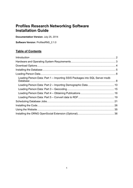 Profiles Research Networking Software Installation Guide