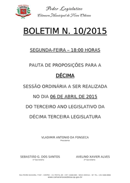 Boletim N. 10/2015