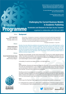 Programme Organised in Collaboration with EUA and LIBER
