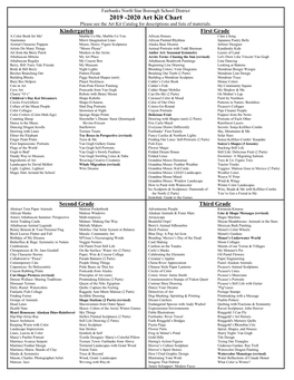 2019 -2020 Art Kit Chart Please See the Art Kit Catalog for Descriptions and Lists of Materials