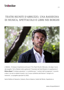 Teatri Riuniti D&#8217;Abruzzo, Una Rassegna Di Musica