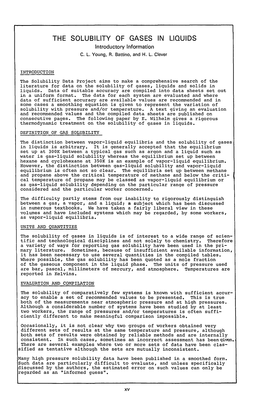 THE SOLUBILITY of GASES in LIQUIDS Introductory Information C