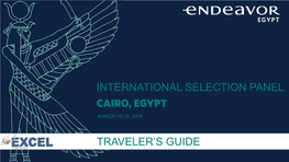 International Selection Panel Traveler's Guide