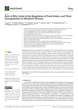 Role of Bile Acids in the Regulation of Food Intake, and Their Dysregulation in Metabolic Disease