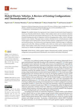 Hybrid Electric Vehicles: a Review of Existing Conﬁgurations and Thermodynamic Cycles