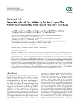 Pentachlorophenol Degradation by Janibacter Sp., a New Actinobacterium Isolated from Saline Sediment of Arid Land