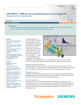 Tecnomatix Em-Tolmate Fact Sheet