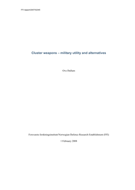 Cluster Weapons – Military Utility and Alternatives