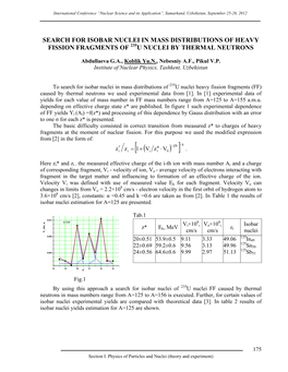 Search for Isobar Nuclei in Mass Distributions of Heavy Fission Fragments of 235U Nuclei by Thermal Neutrons