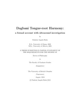Dagbani Tongue-Root Harmony: a Formal Account with Ultrasound Investigation